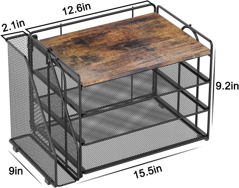Spacrea Desk Organizers and Accessories, Paper Organizer for Desk with File organizer, Desk Accessories & Workspace Organizers for Catalog & Reference Racks (Wood) - Image 5